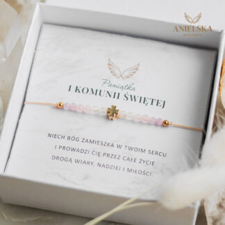 Bransoletka Koniczyna 24K Pierwsza Komunia Święta - Pamiątka Pierwszej Komunii Świętej