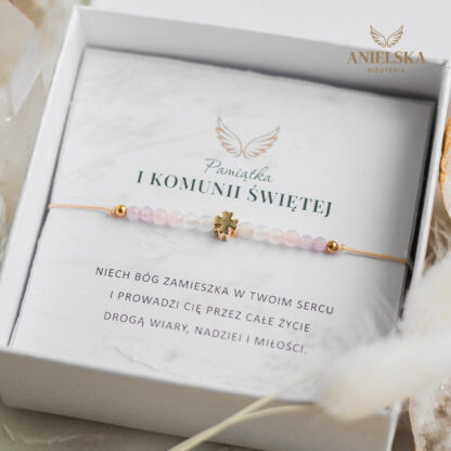 Bransoletka Koniczyna 24K Pierwsza Komunia Święta - Pamiątka Pierwszej Komunii Świętej
