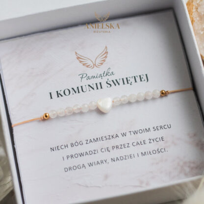 Bransoletka Serce z Masy Perłowej Pierwsza Komunia Święta - Pamiątka Pierwszej Komunii Świętej - obrazek 4