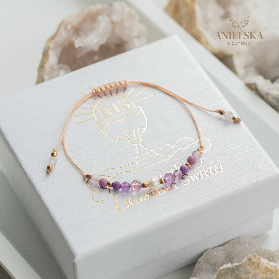 Bransoletka Perła Pierwsza Komunia Święta z Perłą - Pamiątka Pierwszej Komunii Świętej - obrazek 2