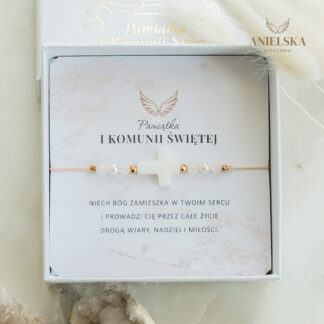 Bransoletka Perły Pierwsza Komunia Święta - Perła, Masa Perłowa i K.Księżycowy- Pamiątka Pierwszej Komunii Świętej